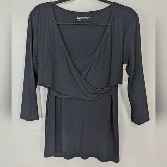 GAP Maternity Layered Look 3/4 Sleeve Top - Picture 1 of 7